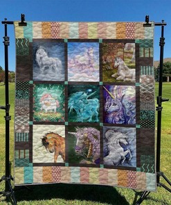 Personalized Unicorn Quilt Blanket Bedding Set Great Gifts for Family