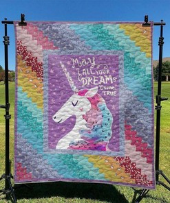 Personalized Unicorn and Stars Quilt Bedding Set - Great for Bedroom Decoration and Family Gifts