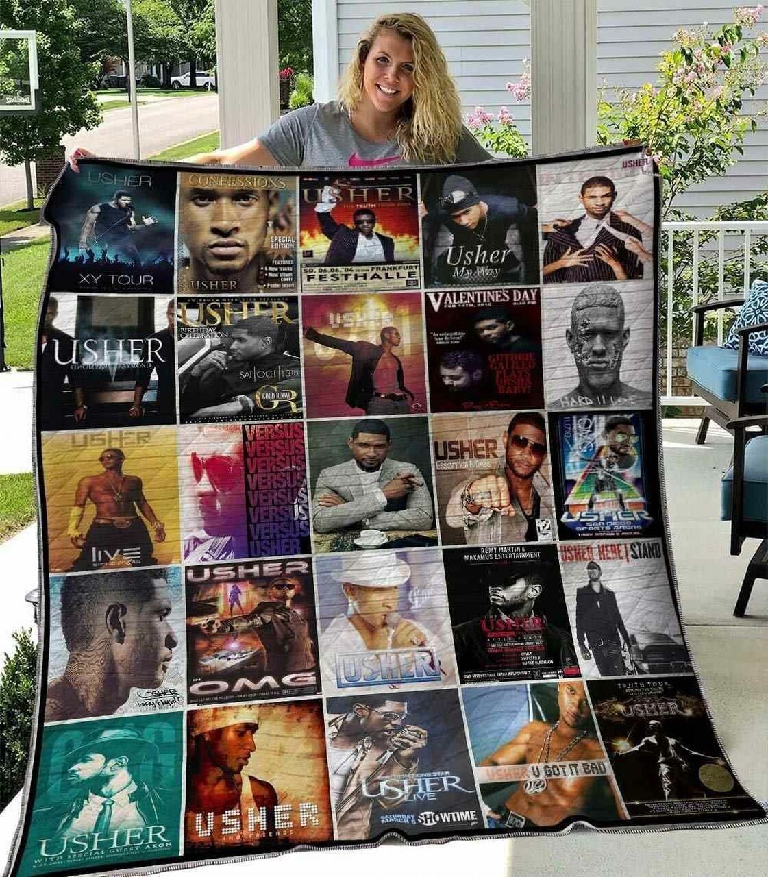 Personalized Usher Quilt Blanket Bedding Set - Great Gifts for Family
