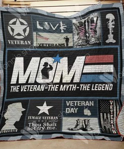 Personalized Veteran Mom Quilt Blanket Bedding Set for Home Decoration and Family Gifts