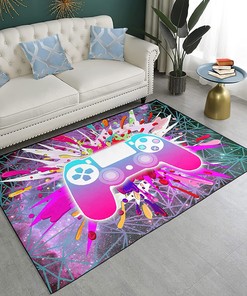 Personalized Video Game Area Rug 3D Gamer Gamepad Carpet for Home Decoration in Living Room and Bedroom