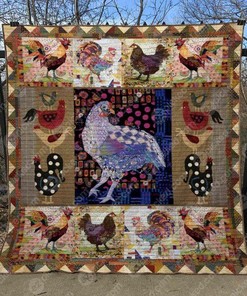 Personalized Vintage Chickens Quilt Bedding Set Blanket - Great for Bedroom Decor and Family Gifts