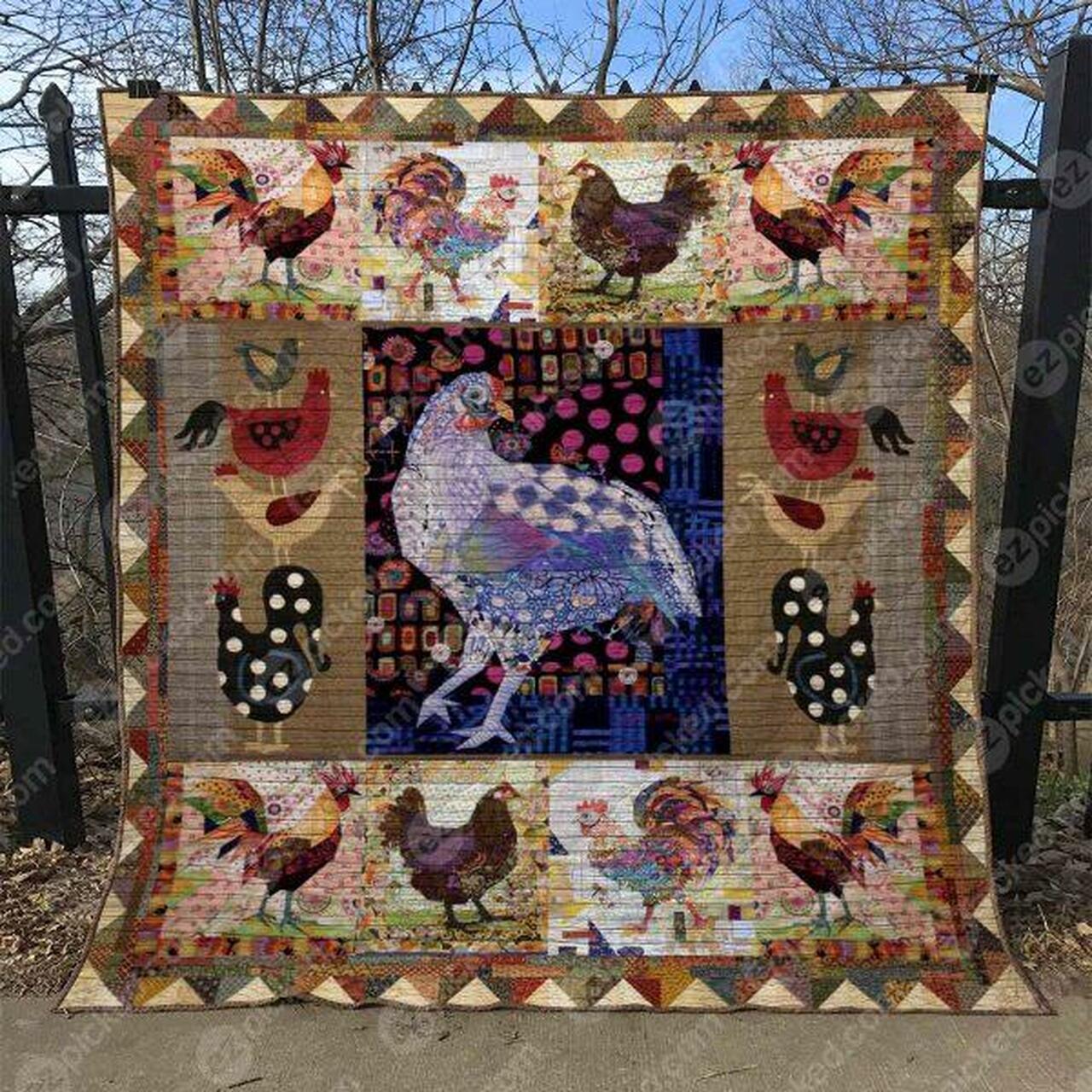 Personalized Vintage Chickens Quilt Bedding Set Blanket - Great for Bedroom Decor and Family Gifts