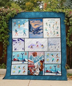 Personalized Winter Resort Quilt Bedding Set for Home Decoration & Picnic, Great Gifts for Family