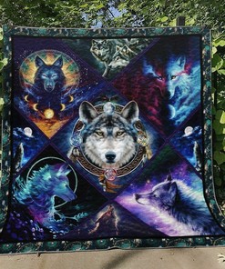 Personalized Wolf Quilt Bedding Set for Home Decoration and Family Gifts
