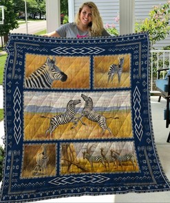 Personalized Zebra Quilt Bed Set for Home Decoration & Picnic, Gifts for Family