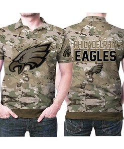 Philadelphia Eagles Camouflage Veteran American Flag 3D Printed Gift For Philadelphia Eagles Fan Polo Shirt