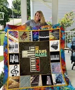 Piano Pianist In Jesus Name I Play Quilt Bedding Set Blanket Gifts For Piano Lover