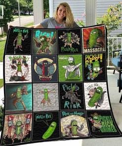 Pickle Rick Quilt Bedding Set Blanket All Season Plus Size Quilt Bedding Set Blanket