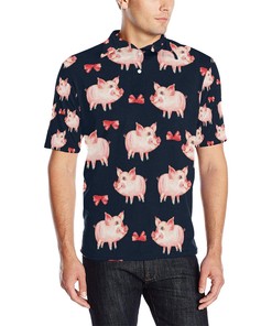 Pig Cute Pattern Print Design 02 Men Polo Shirt