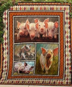 Pig Family Quilt Bedding Set Blanket