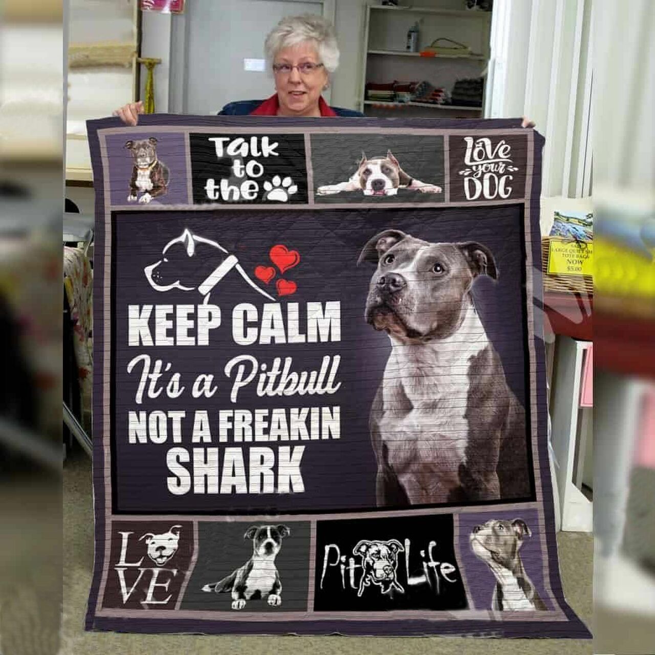 Pitbull Dog Custom Quilt Bedding Set Great for Bedroom Decor and Family Gifts