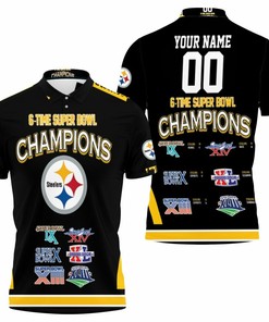 Pittsburgh Steelers 6-Time Super Bowl Champions For Fans 3D Personalized Polo Shirt