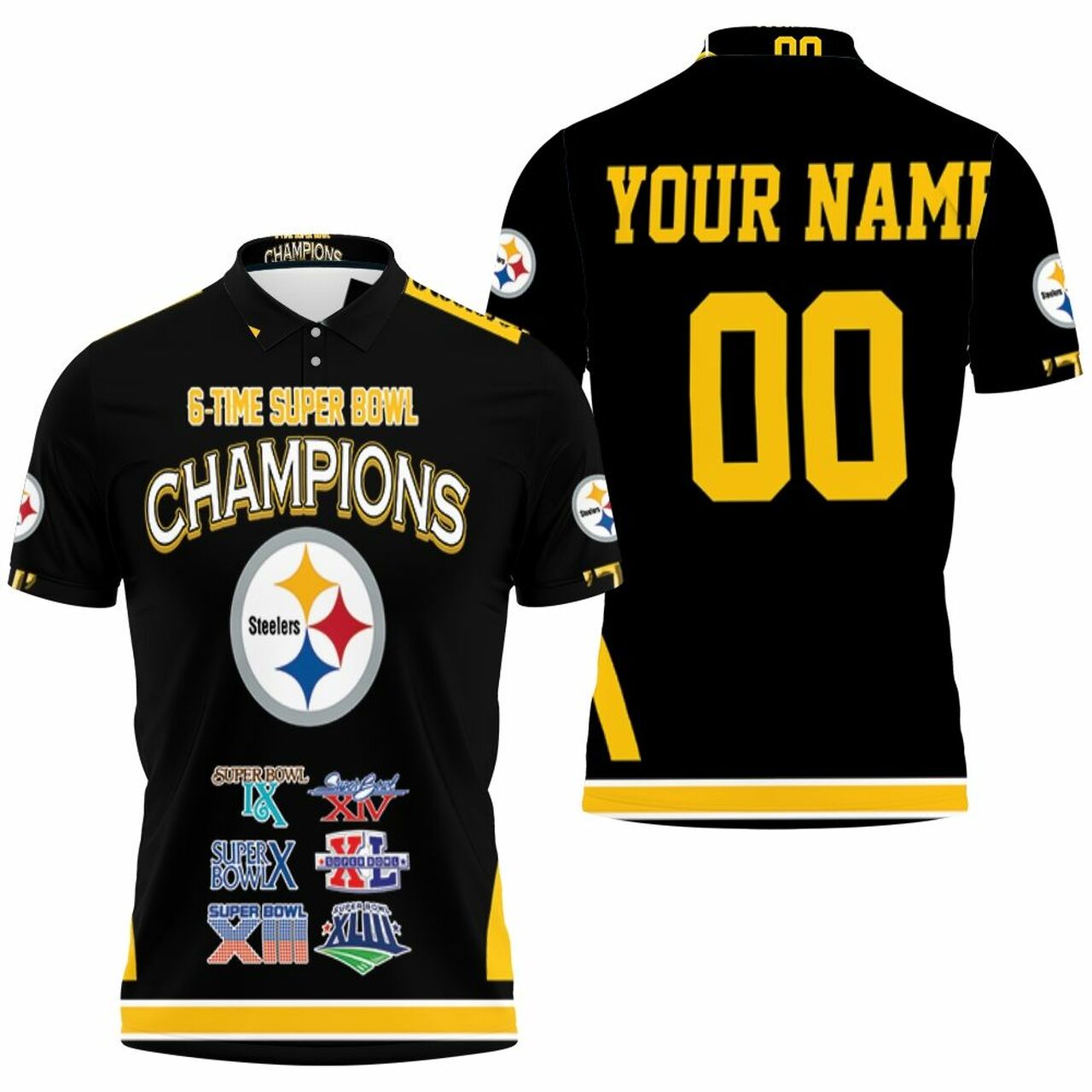 Pittsburgh Steelers 6-Time Super Bowl Champions For Fans Personalized Polo Shirt