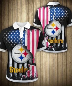 Pittsburgh Steelers American Flag Polo Shirt