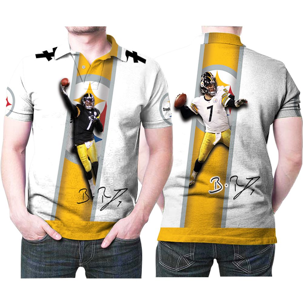 Pittsburgh Steelers Ben Roethlisberger 7 Player Signed 3D Printed Gift For Ben Roethlisberger Steelers Fan Polo Shirt