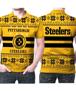 Pittsburgh Steelers Light Up Ugly Christmas 3D Printed Gift For Pittsburgh Steelers Fan Polo Shirt