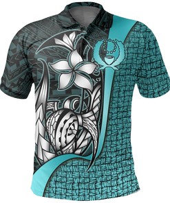 Pohnpei Micronesian Polo Shirt Turquoise - Turtle with Hook