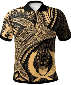 Pohnpei Polo Shirt - Humpback Whale & Coat of Arms Gold