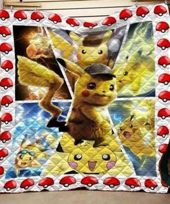Pokemon Pikachu Evolution For Fans Blanket Quilt Bedding Set Bedroom Decor, Gifts for Family