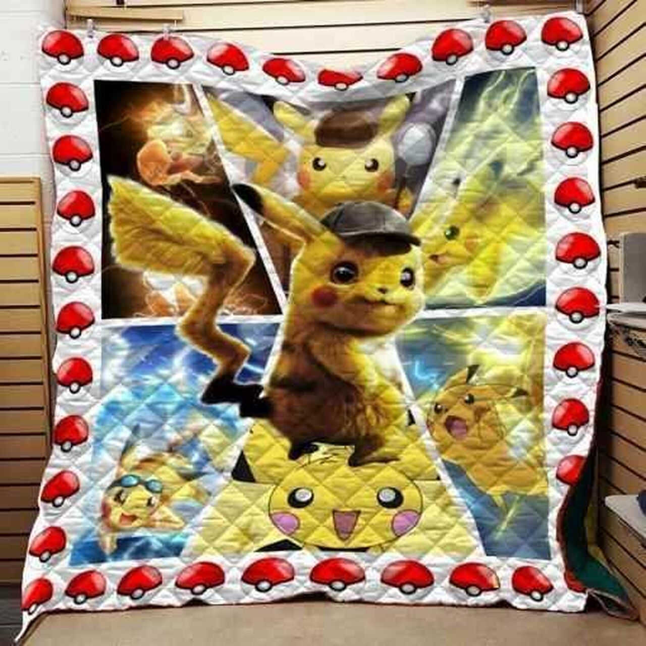 Pokemon Pikachu Evolution For Fans Blanket Quilt Bedding Set Bedroom Decor, Gifts for Family