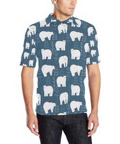 Polar Bear Pattern Print Design Men 3D Polo Shirt