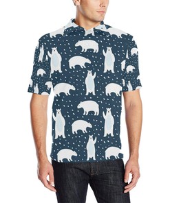 Polar Bear Pattern Print Design Men Polo Shirt