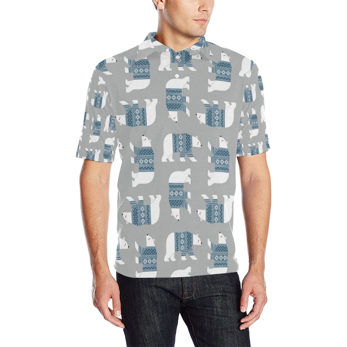 Polar Bear Pattern Print Design Men Polo Shirt Gift