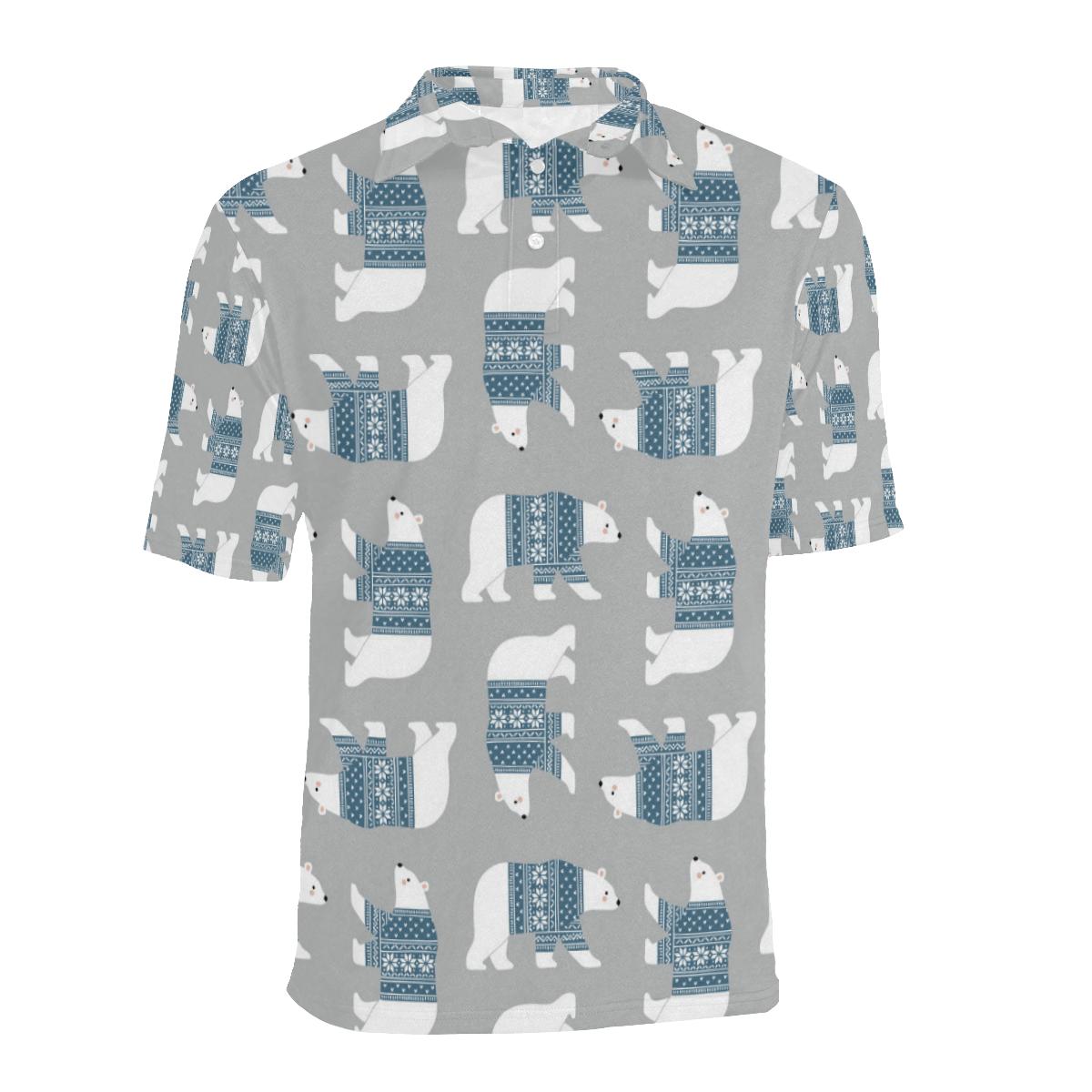 Polar Bear Pattern Print Design Men Polo Shirt Gift - Image 2