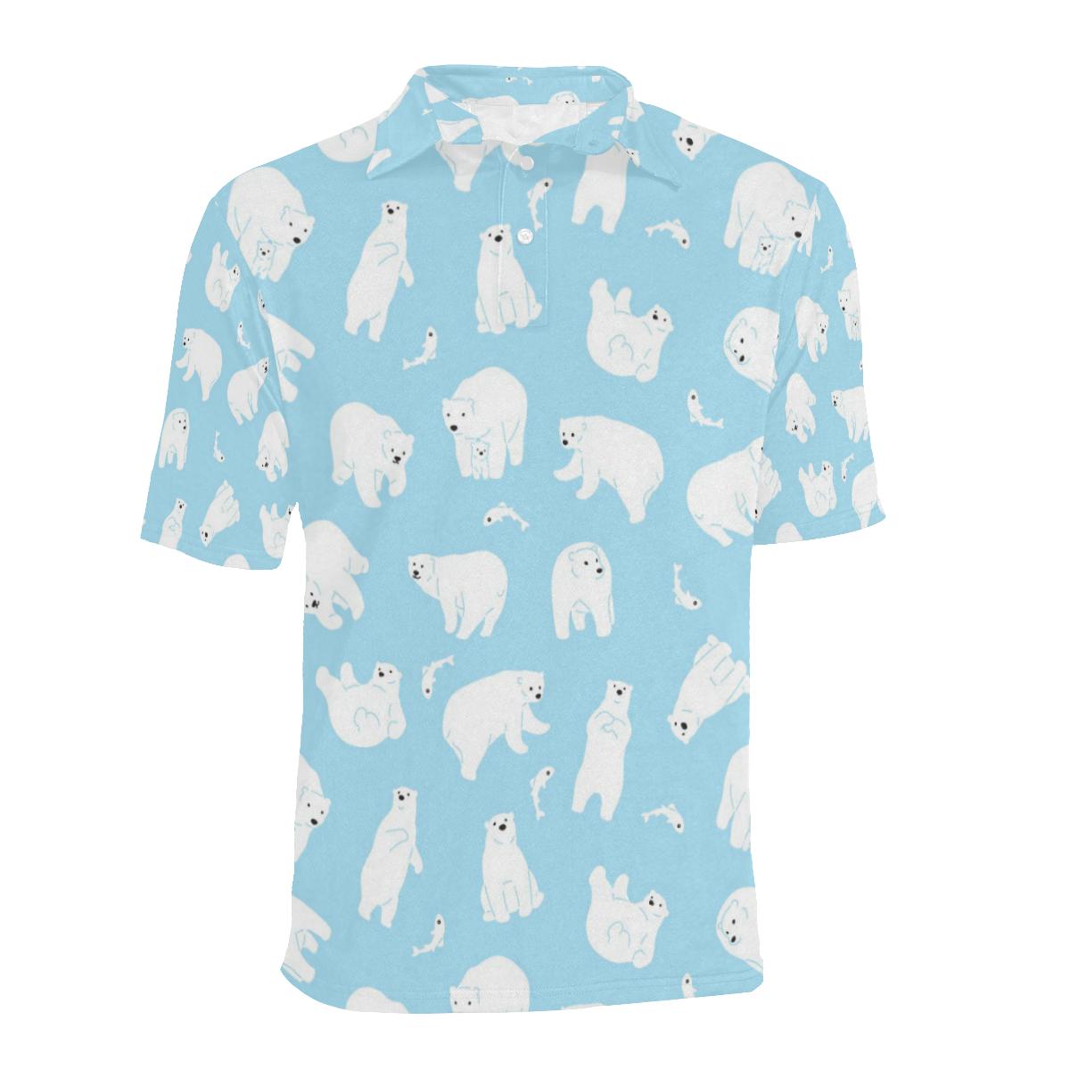 Polar Bear Pattern Print Design Pb01 Men Polo Shirt - Image 2