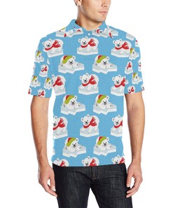 Polar Bear Pattern Print Design Pb06 Men Polo Shirt