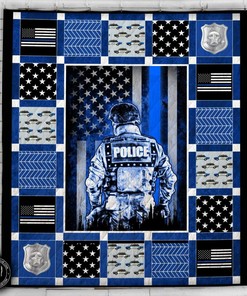 Police Officer Suit And Police Things Blanket Quilt Bedding Set Bedroom Decor, Gifts for Family
