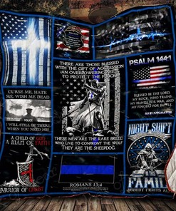 Policeman A Warrior Of Christ Quilt Bedding Set Blanket Bedroom Decor, Gifts for Family