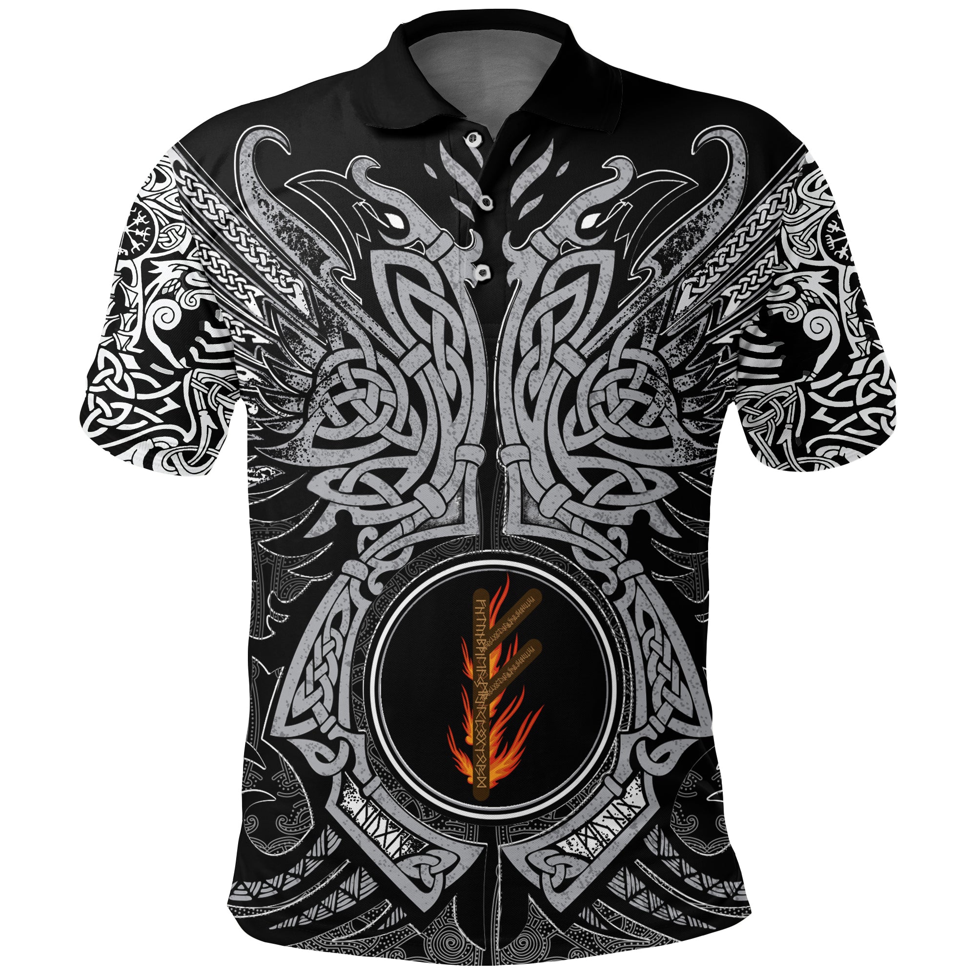 Polo Shirt - Fehu Rune, Raven Tattoo