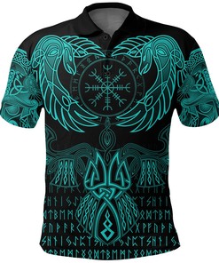 Polo Shirt Raven Of Odin Cyan