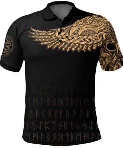Polo Shirt - The Raven Of Odin Tattoo Style