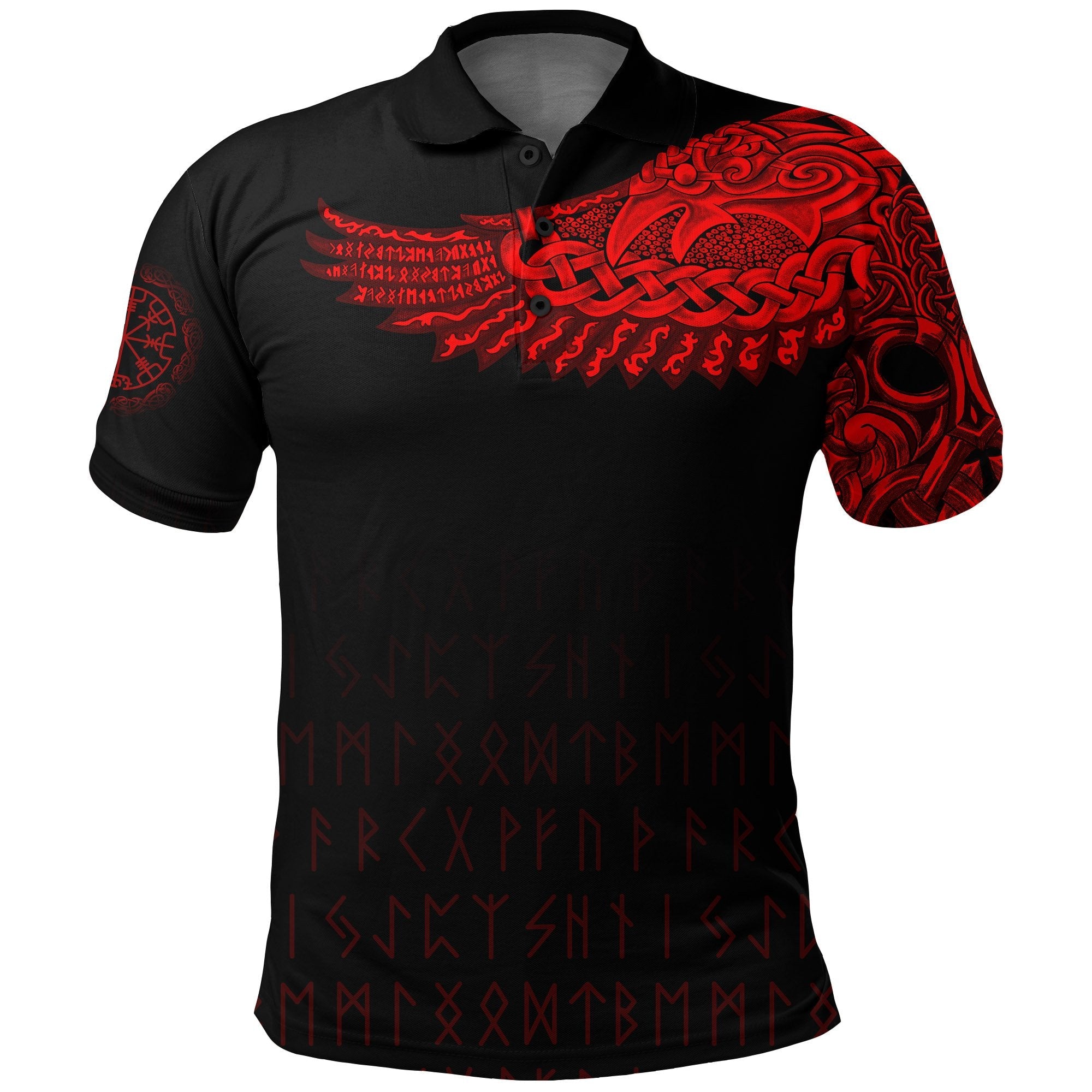 Polo Shirt - The Raven Of Odin Tattoo Style for Viking Lovers