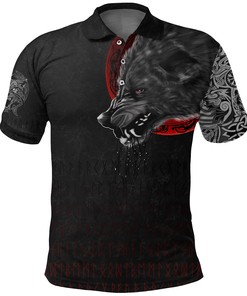 Polo Shirt - Wolf And Blood Moon