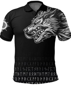 Polo Shirts Fenrir Wolf Near Shoulder