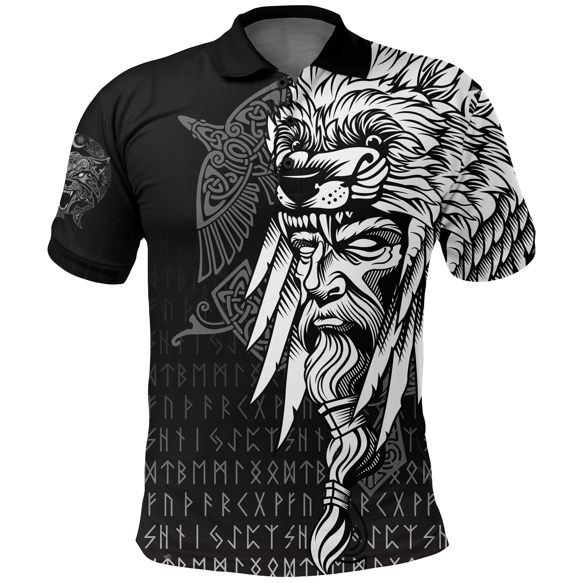 Polo Shirts Odin Raven and Fenrir on Hand
