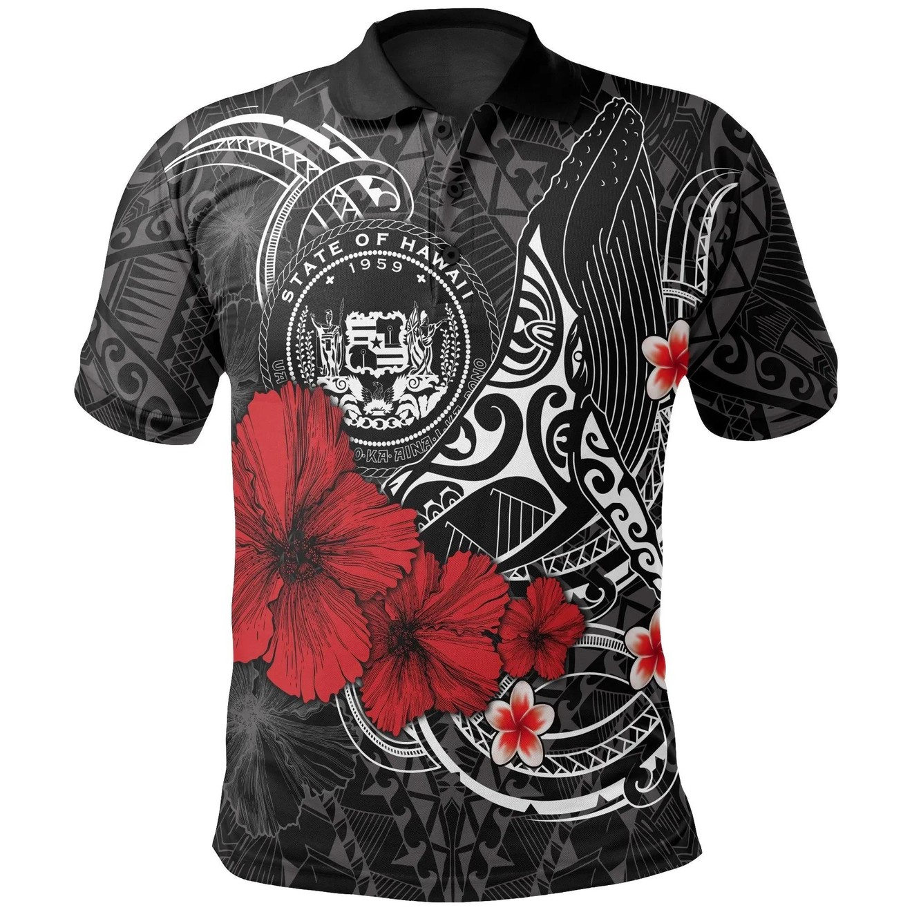 Hawaii Polo Shirt Polynesian Flame Of Hawaii Style