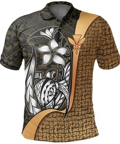 Polynesian Hawaii Polo Shirt Kanaka Maoli Gold - Turtle with Hook