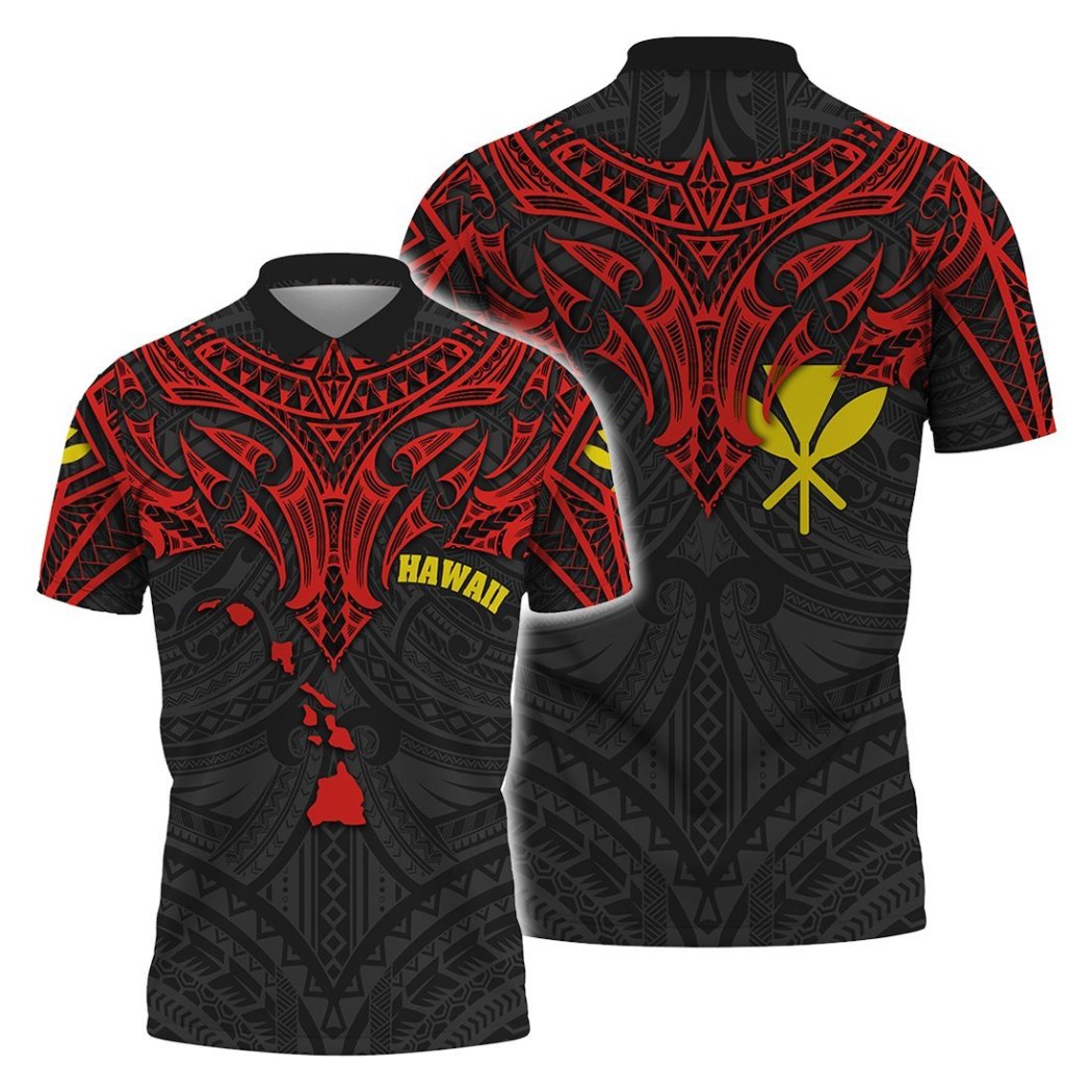 Hawaii Polo Shirt Lowpolly Pattern with Polynesian Motif main image 0