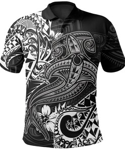 Polynesian Polo Shirt - White Shark Polynesian Tattoo