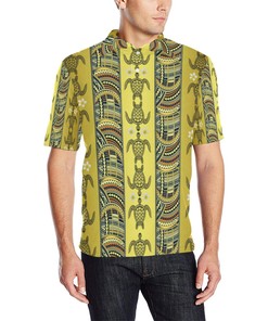 Polynesian Turtle Hawaiian Design Print Men Polo Shirt