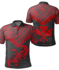 Polynesian Turtle Kanaka Map Hawaii Polo Shirt - Red - Ti Style
