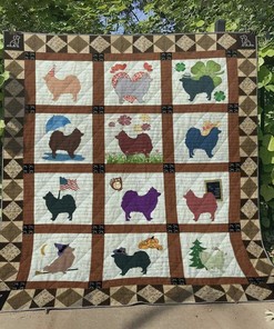 Pomeranian Personalized Quilt Blanket Bedding Set for Home Decor and Picnic, Gifts for Family