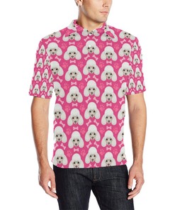 Poodle Pattern Print Design Men Polo Shirt
