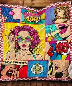 Pop Art Woman Quilt Bedding Set Blanket - Great for Bedroom Decor and Family Gifts