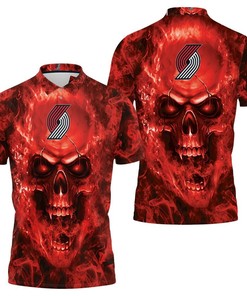 Portland Trail Blazers Nba Fans Skull Polo Shirt